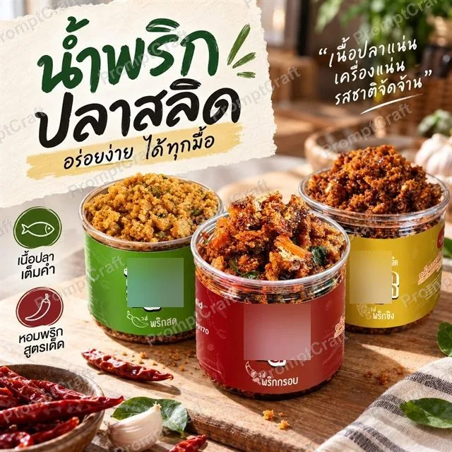 ตัวอย่างภาพโฆษณาน้ำพริกปลาสลิด