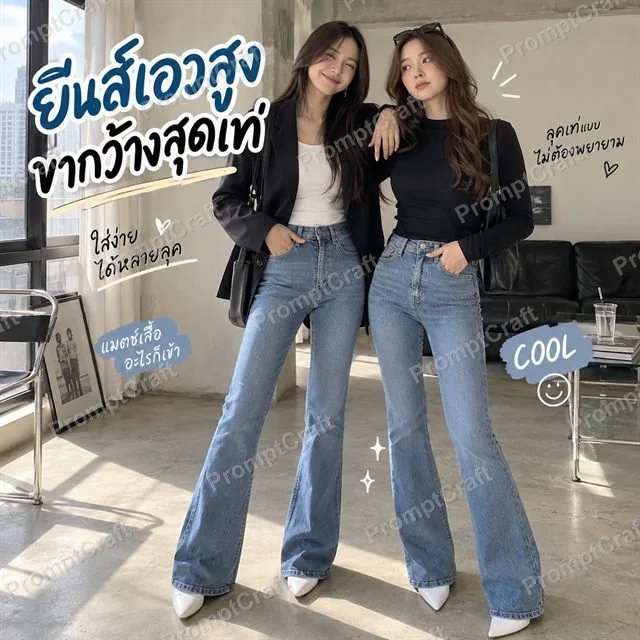 ตัวอย่างภาพโฆษณายีนส์เอวสูง