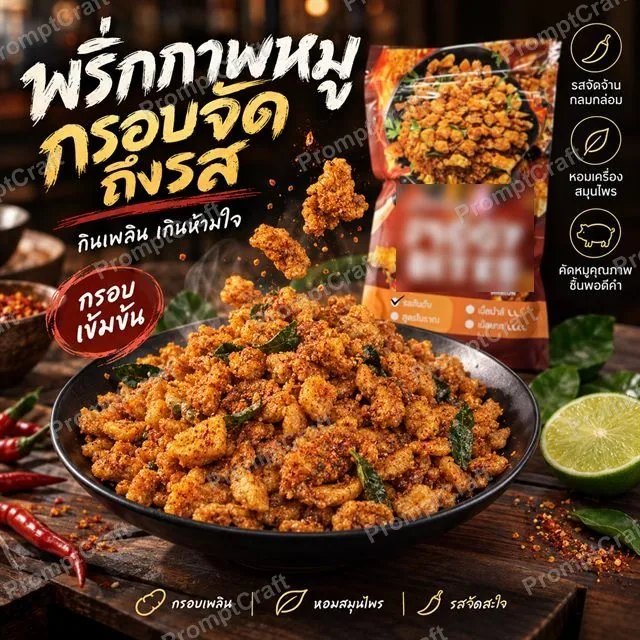 ตัวอย่างภาพโฆษณาพริกกากหมู