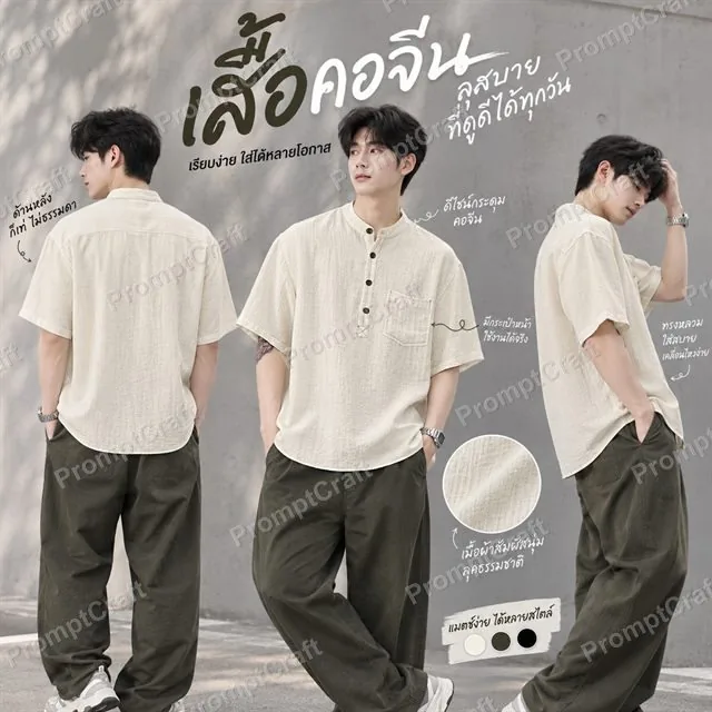ตัวอย่างภาพโฆษณาเสื้อคอจีน