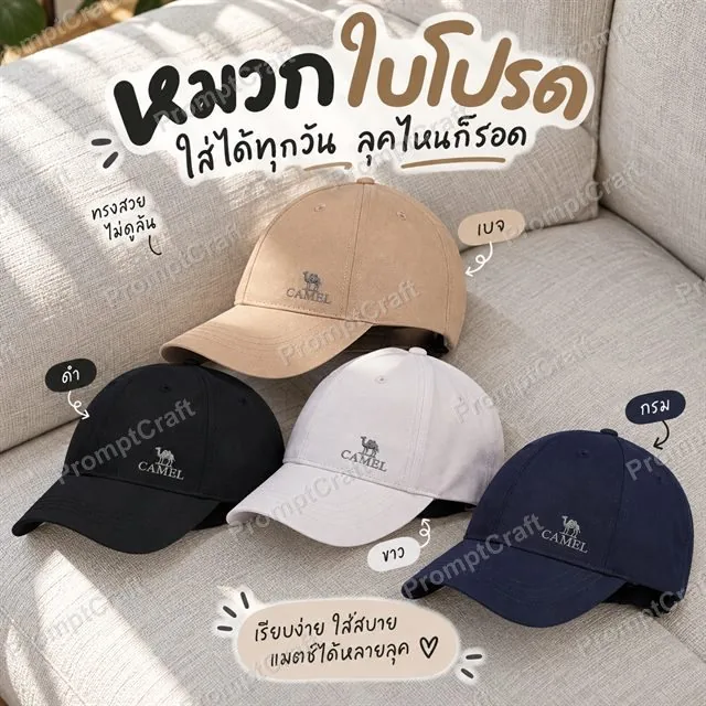 ตัวอย่างภาพโฆษณาหมวกแก๊ป